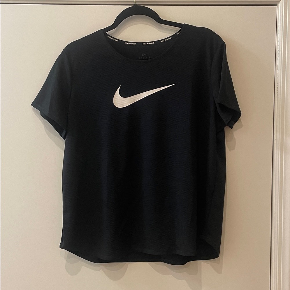 Nike Black running Tee with White Swoosh
